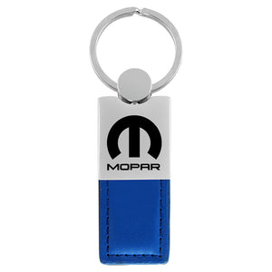 Mopar Keychain & Keyring - Duo Premium Blue Leather (KC1740.MOP.BLU)
