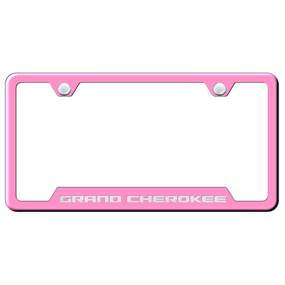 Jeep Grand Cherokee License Plate Frame - Laser Etched Cut-Out Frame - Pink (GF.GRA.EP)