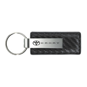 Toyota Camry Keychain & Keyring - Gun Metal Carbon Fiber Texture Leather (KC1559.CAM)