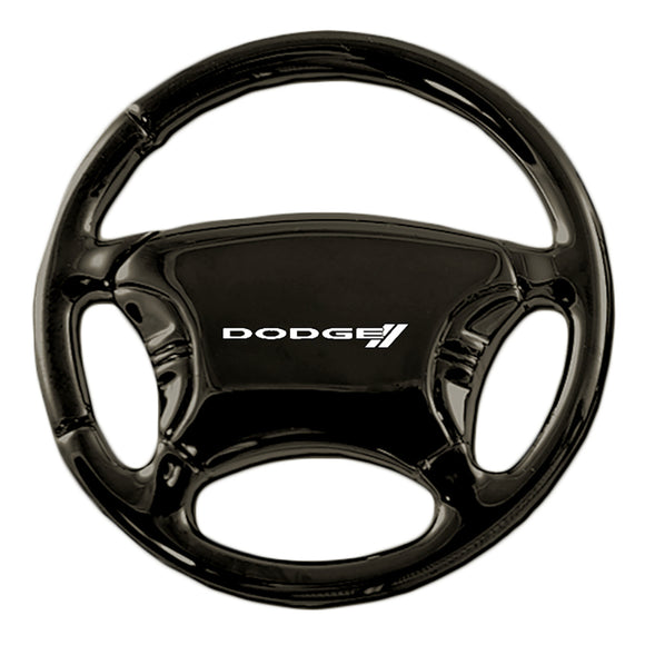 Dodge Stripe Keychain & Keyring - Black Steering Wheel (KC3019.DODS)