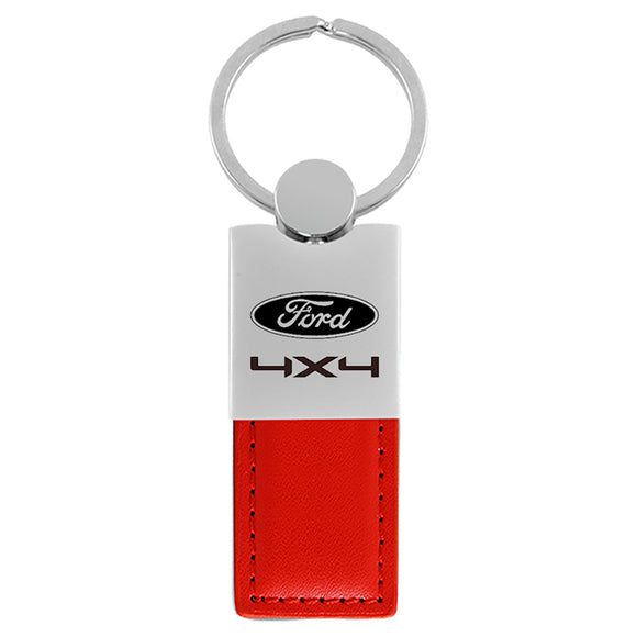 Ford 4X4 Keychain & Keyring - Duo Premium Red Leather (KC1740.4FD.RED)