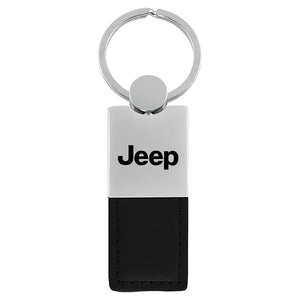 Jeep Keychain & Keyring - Duo Premium Black Leather (KC1740.JEE.BLK)