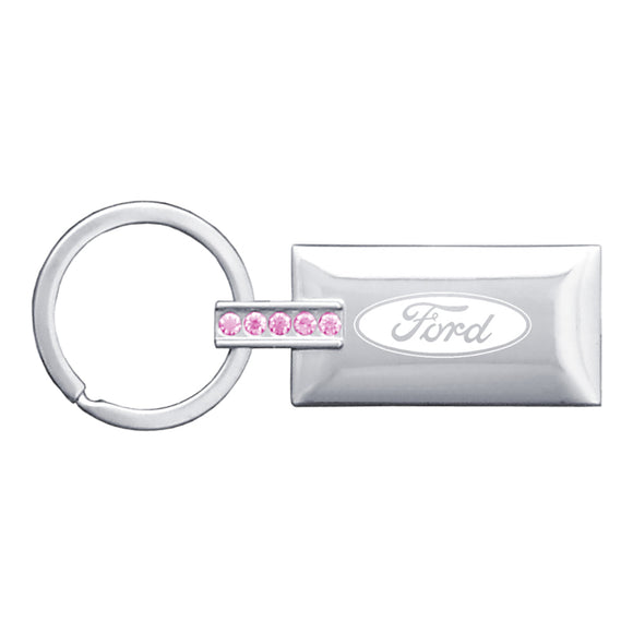 Ford Keychain & Keyring - Rectangle with Bling Pink (KC9121P.FOR)