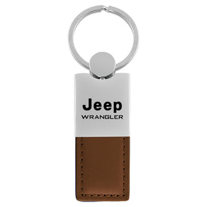 Jeep Wrangler Keychain & Keyring - Duo Premium Brown Leather (KC1740.WRA.BRN)