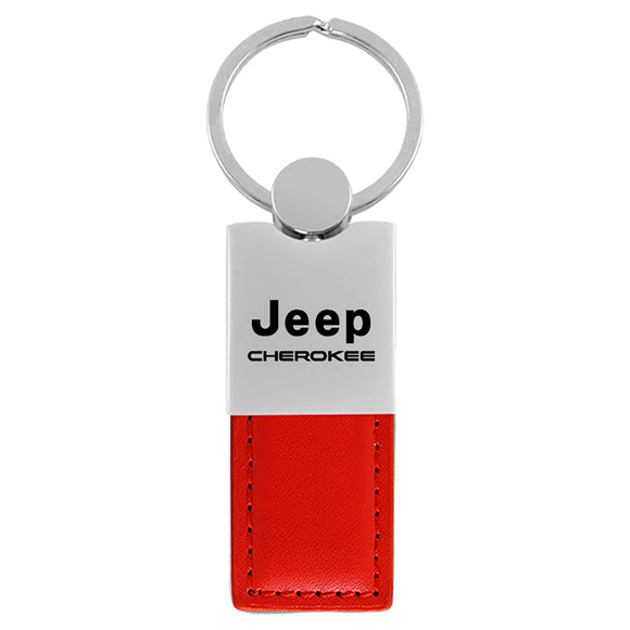 Jeep Cherokee Keychain & Keyring - Duo Premium Red Leather (KC1740.CHE.RED)