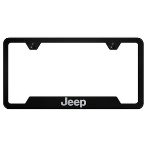Jeep License Plate Frame - Laser Etched Cut-Out Frame - Black (GF.JEE.EB)