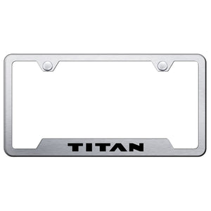Nissan Titan License Plate Frame - Laser Etched Cut-Out Frame - Brushed (GF.TIT.ES)