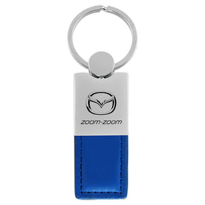 Mazda Zoom Zoom Keychain & Keyring - Duo Premium Blue Leather (KC1740.ZOO.BLU)