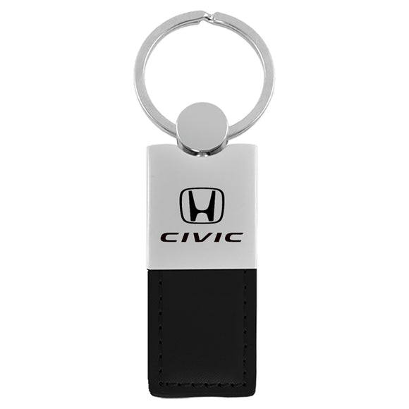 Honda Civic Keychain & Keyring - Duo Premium Black Leather (KC1740.CIV.BLK)