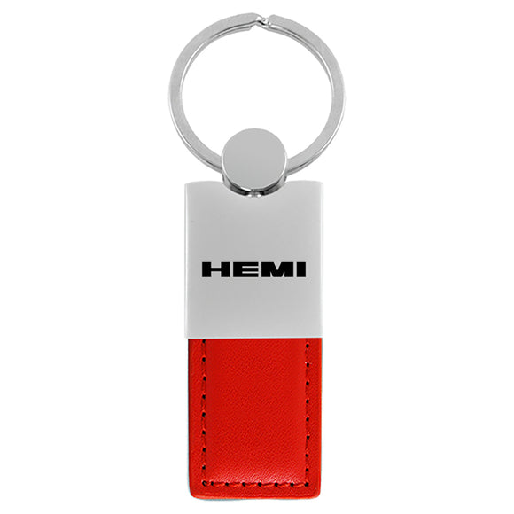 Dodge Hemi Keychain & Keyring - Duo Premium Red Leather (KC1740.HEM.RED)