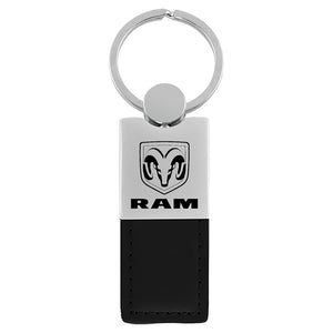 Dodge Ram Keychain & Keyring - Duo Premium Black Leather (KC1740.RAM.BLK)