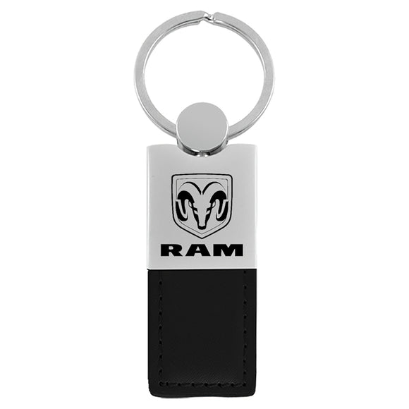 Dodge Ram Keychain & Keyring - Duo Premium Black Leather (KC1740.RAM.BLK)