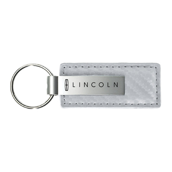 Lincoln Keychain & Keyring - White Carbon Fiber Texture Leather (KC1557.LIN)