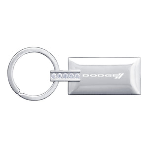 Dodge Stripe Keychain & Keyring - Rectangle with Bling White (KC9121.DODS)