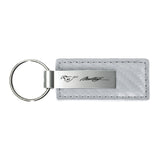 Ford Mustang Script Keychain & Keyring - White Carbon Fiber Texture Leather (KC1557.MUSS)
