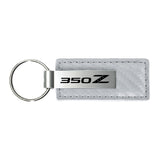 Nissan 350z Keychain & Keyring - White Carbon Fiber Texture Leather (KC1557.350)