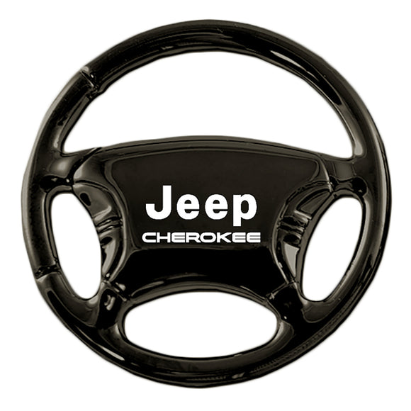 Jeep Cherokee Keychain & Keyring - Black Steering Wheel (KC3019.CHE)