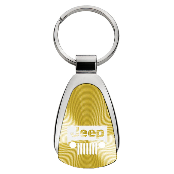 Jeep Grill Keychain & Keyring - Gold Teardrop (KCGOLD.JEEG)