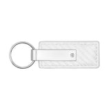 Ford Mustang Script Keychain & Keyring - White Carbon Fiber Texture Leather (KC1557.MUSS)