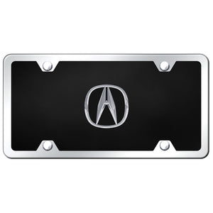 Chrome Acura License Plate on Black Acrylic Kit (AG-P.ACU.CBK)