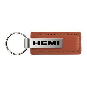 Dodge Hemi Keychain & Keyring - Brown Premium Leather (KC1541.HEM)