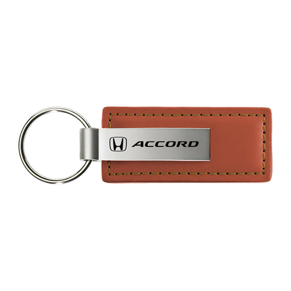 Honda Accord Black Leather Keychain / Key Fob Engraved in USA Honda Accord Black Leather Keychain / Key Fob Engraved in USA