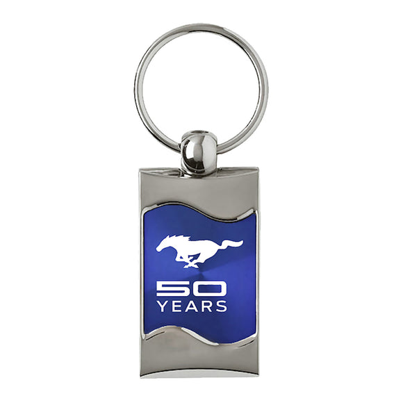 Ford Mustang 50 Years Keychain & Keyring - Blue Wave (KC3075.MUS5Y.BLU)