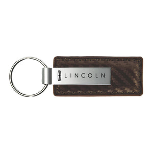 Lincoln Keychain & Keyring - Brown Carbon Fiber Texture Leather (KC1551.LIN)