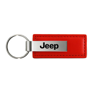 Jeep Keychain & Keyring - Red Premium Leather (KC1542.JEE)