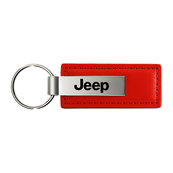Jeep Keychain & Keyring - Red Premium Leather (KC1542.JEE
