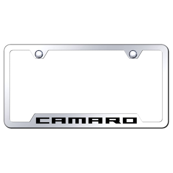 Chevrolet Camaro License Plate Frame - Laser Etched Cut-Out Frame - Stainless Steel (GF.CMR.EC)