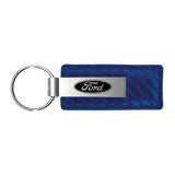 Ford Keychain & Keyring - Blue Carbon Fiber Texture Leather (KC1553.FOR)