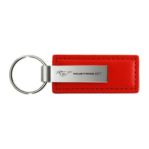 Ford Mustang GT Keychain & Keyring - Red Premium Leather (KC1542.MGT)