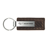 Ford Mustang Keychain & Keyring - Brown Carbon Fiber Texture Leather (KC1551.MUS)