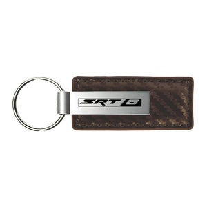 Dodge SRT-8 Keychain & Keyring - Brown Carbon Fiber Texture Leather (KC1551.SRT8)