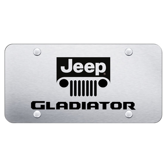 Jeep Gladiator Name and Logo License Plate - Laser Etched Brushed (PL.GLADNL.ES)