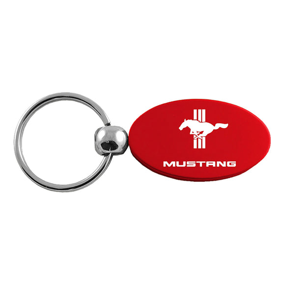 Ford Mustang Tri-Bar Keychain & Keyring - Red Oval (KC1340.MUSTB.RED)