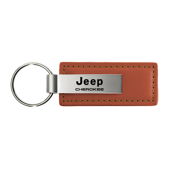 Jeep Cherokee Keychain & Keyring - Brown Premium Leather (KC1541.CHE)