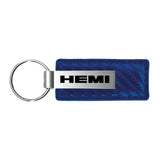 Dodge Hemi Keychain & Keyring - Blue Carbon Fiber Texture Leather (KC1553.HEM)