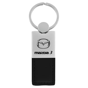 Mazda 3 Keychain & Keyring - Duo Premium Black Leather (KC1740.MZ3.BLK)