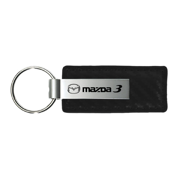 Mazda 3 Keychain & Keyring - Carbon Fiber Texture Leather (KC1550.MZ3)