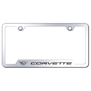 Chevrolet Corvette C5 License Plate Frame - Laser Etched Chrome Cut-Out Frame - Stainless Steel (GF.COV5.EC)