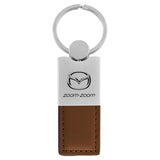 Mazda Zoom Zoom Keychain & Keyring - Duo Premium Brown Leather (KC1740.ZOO.BRN)