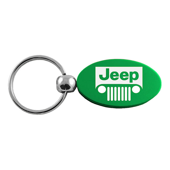 Jeep Grill Keychain & Keyring - Green Oval (KC1340.JEEG.GRN)