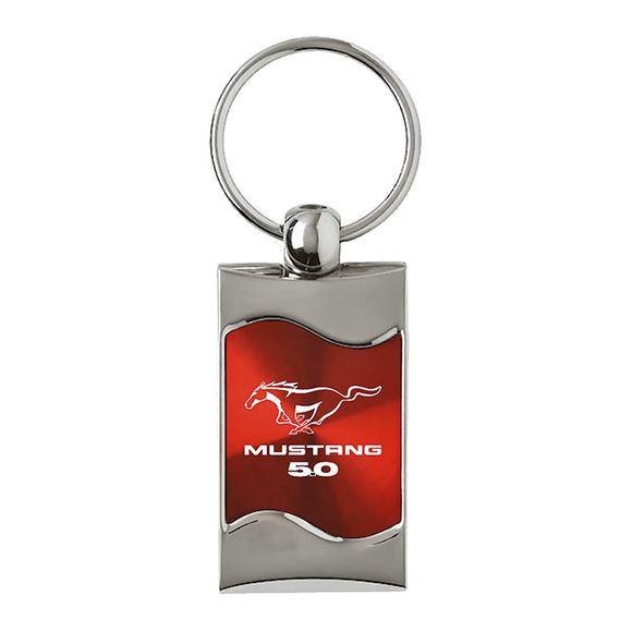Ford Mustang 5.0 Keychain & Keyring - Red Wave (KC3075.MUS50.RED)