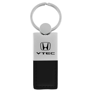 Honda VTEC Keychain & Keyring - Duo Premium Black Leather (KC1740.VTE.BLK)