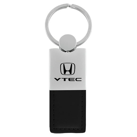 Honda VTEC Keychain & Keyring - Duo Premium Black Leather (KC1740.VTE.BLK)