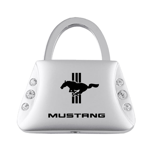 Ford Mustang Tri-Bar Keychain & Keyring - Purse with Bling (KC9120.MUSTB)