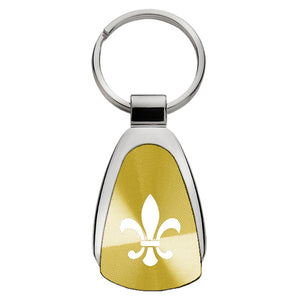 Fleur-De-Lis Keychain & Keyring - Gold Teardrop (KCGOLD.FDL)