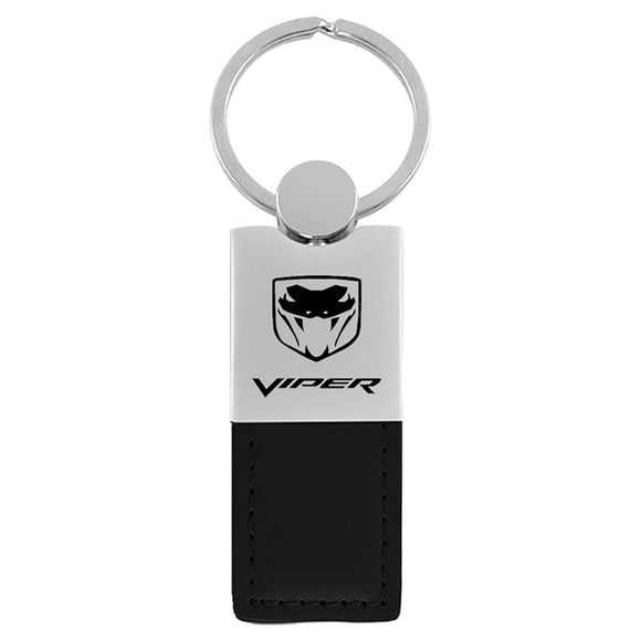 Dodge Viper Keychain & Keyring - Duo Premium Black Leather (KC1740.VIP.BLK)